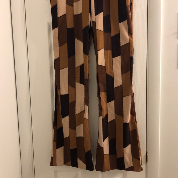 SOLD Retro Patchwork Suede Flare Pants - Picture 2 of 7